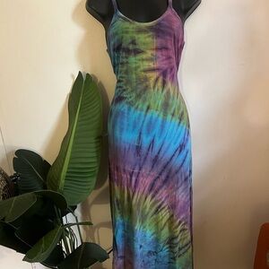 Urban Outfitters Tie-Dye Maxi Dress - Purple, Blue, Green